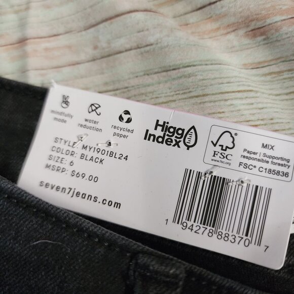 Seven7 Womens High Rise Skinny Jeans Black Size 6 30x28 NWT 5-Pocket - Picture 4 of 5